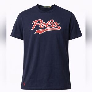 Polo by Ralph Lauren Men's Dark Blue and Red Tee